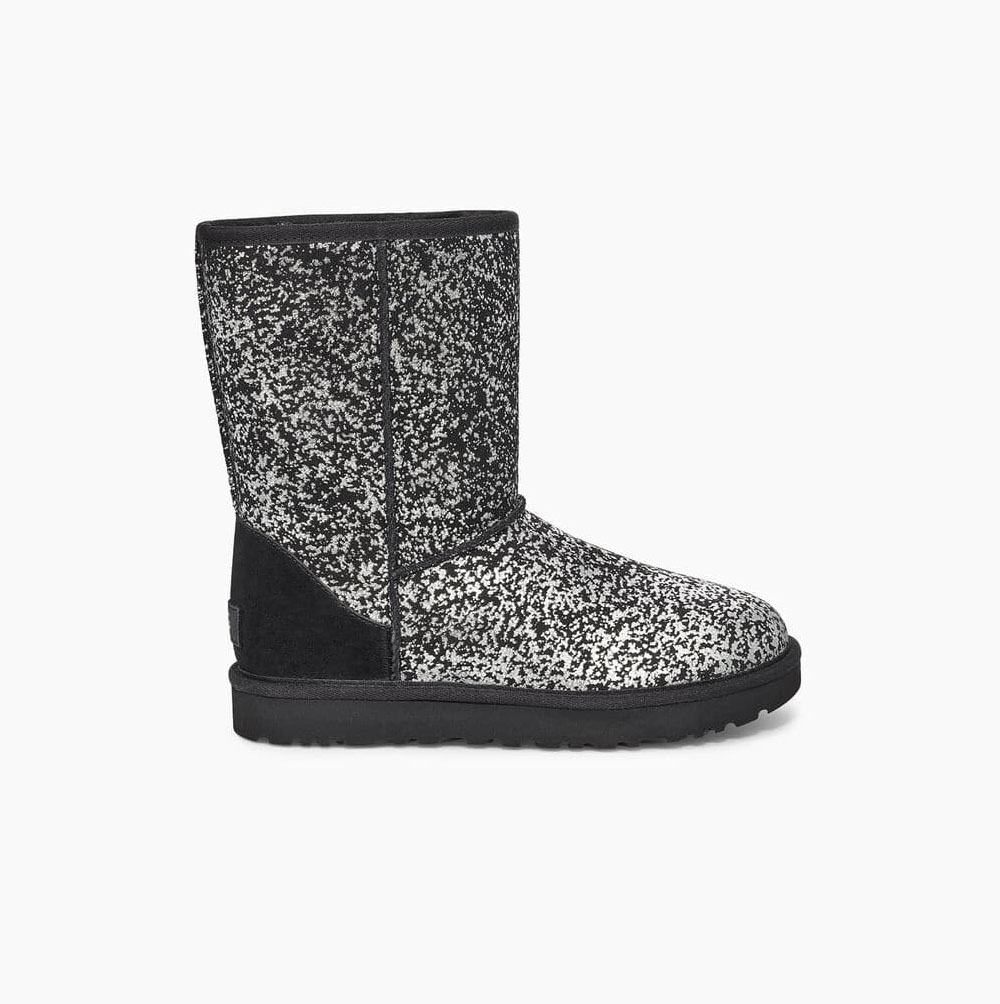 UGG Classic Short II Foil Glam - Boots Dame - Svart (NO-U078)